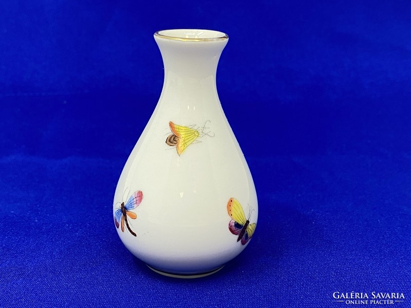 Small Herend golden pheasant / bird of paradise model porcelain vase (7cm) - cz