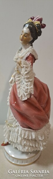 Porcelain figure of a lady in a lace dress