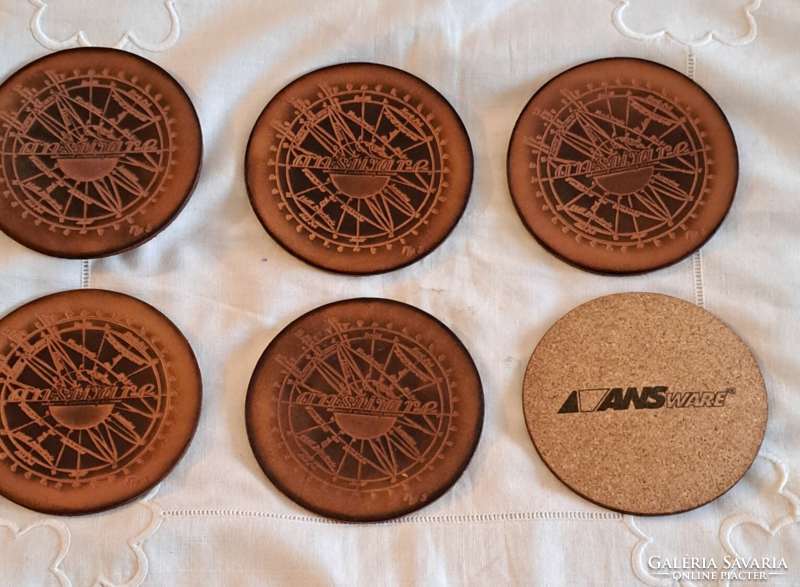 Retro leather coasters - six pieces