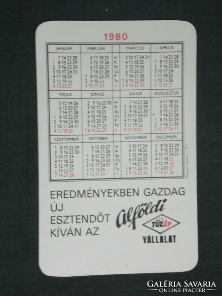 Card calendar, Alföld tüzep building material company, Szeged, terranova noble plaster, 1980, (2)
