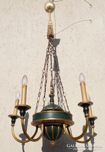 Carved wooden chandelier with 5 arms