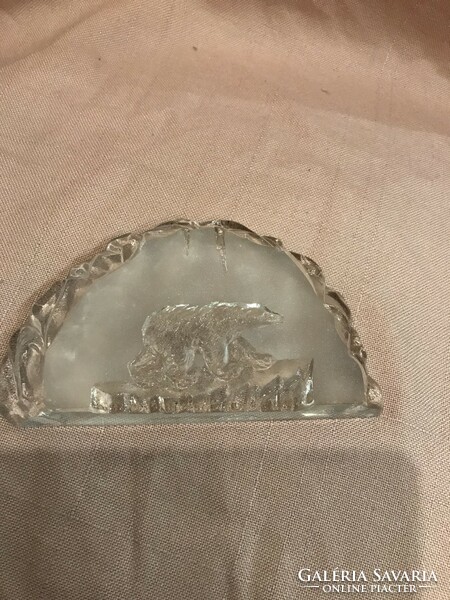 Scandinavian b.F. Norge eda kristall paperweight with polar bear pattern! For collectors!