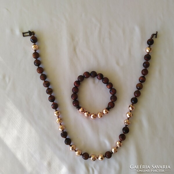Faceted mineral necklace+bracelet set for sale!