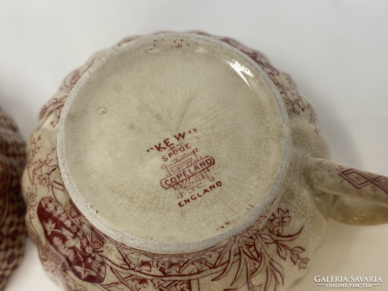 Antik fajansz Spode & Copeland England  teáscsészék és tányér "Kew" mintával  - CZ