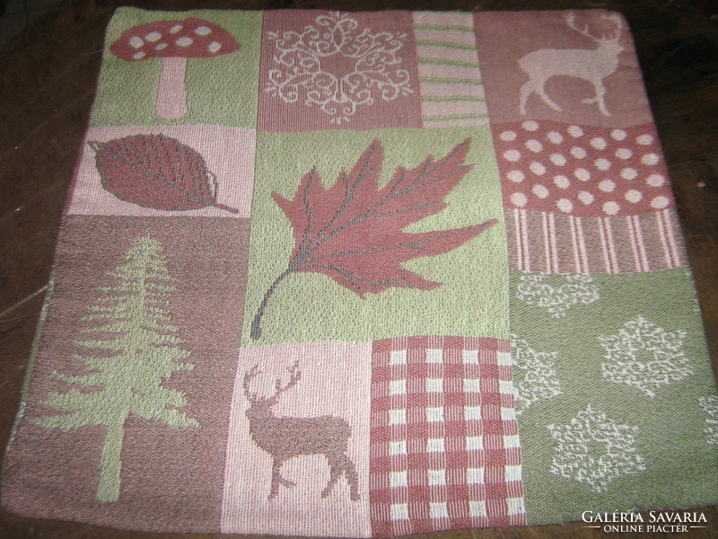 Beautiful woven machine tapestry autumn forest decorative pillow