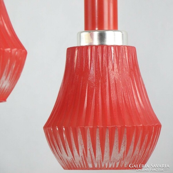Retro red glass electrometal ceiling lamp
