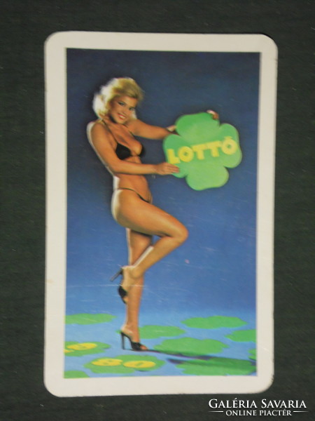 Kártyanaptár, Totó Lottó szerencsejáték, erotikus női modell, 1980 ,   (2)