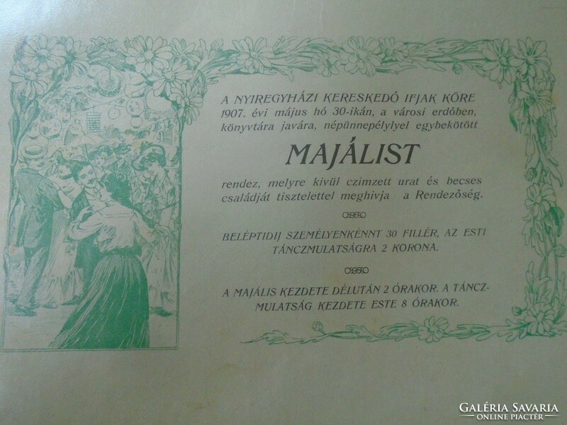 Za323b5 kner izidor gyoma békés - 1907 sample invitation from catalog - érmihály village of Nyíregyháza