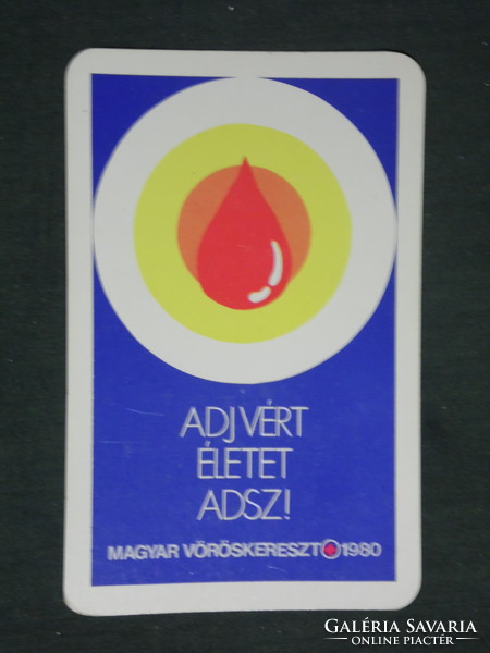 Kártyanaptár, Magyar vöröskereszt,grafikai ,véradás, 1980 ,   (2)