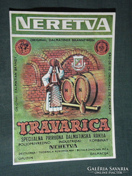 Wine label, Yugoslavia, Dalmatia, Neretva travarica wine