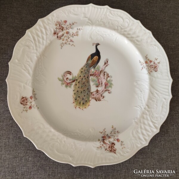 Peacock porcelain serving bowl protected