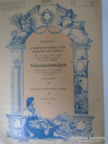 ZA323B7 Kner Izidor GYOMA Békés -1907  Meghívó MINTA  katalógusból - Martonvásár- Jászladány