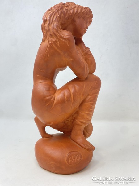 Beautiful sándor kligl - thinking terracotta statue (30cm) - cz