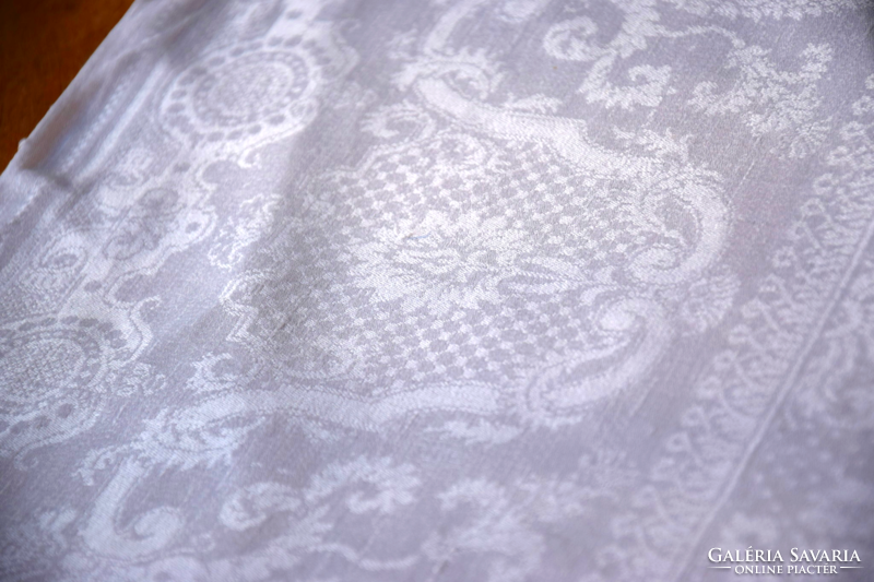 Old art deco lace tablecloth silk damask tablecloth tablecloth tablecloth centerpiece 94 x 84