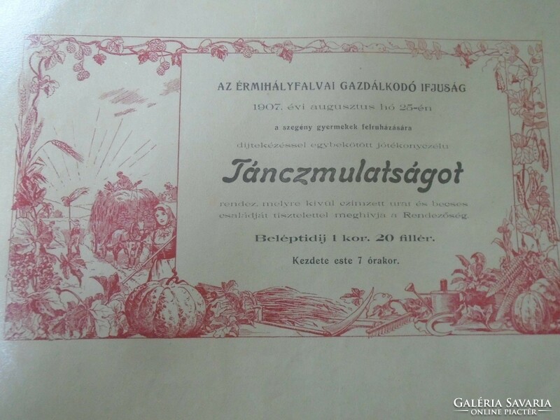 Za323b5 kner izidor gyoma békés - 1907 sample invitation from catalog - érmihály village of Nyíregyháza
