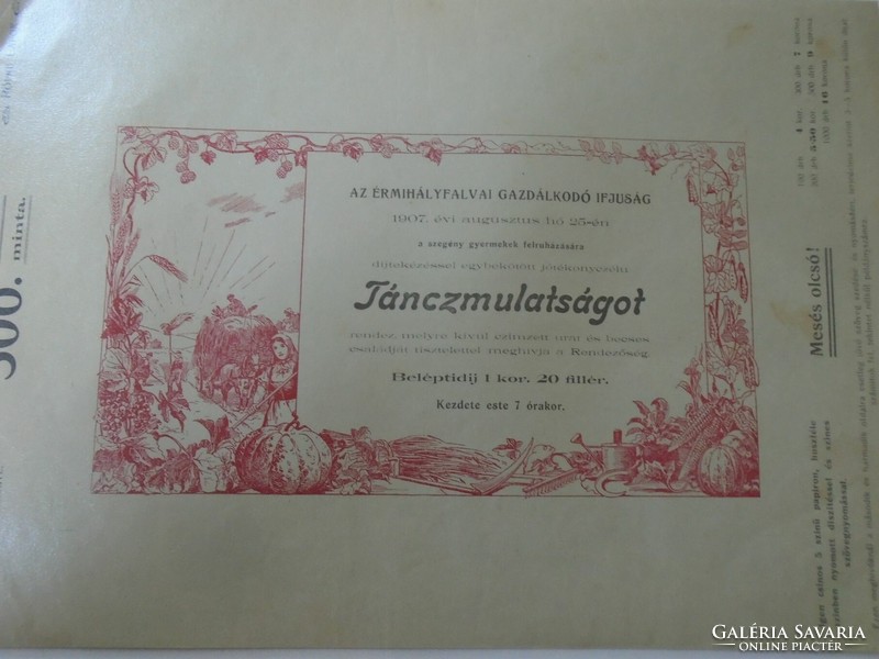 ZA323B5 Kner Izidor GYOMA Békés -1907  Meghívó MINTA  katalógusból - Nyíregyháza  Érmihályfalva