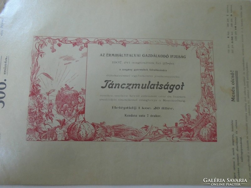 Za323b5 kner izidor gyoma békés - 1907 sample invitation from catalog - érmihály village of Nyíregyháza