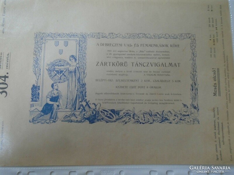 Za323b15 kner izidor gyoma békés -1907 sample invitation from catalog -sepsiszentgyörgy Debrecen