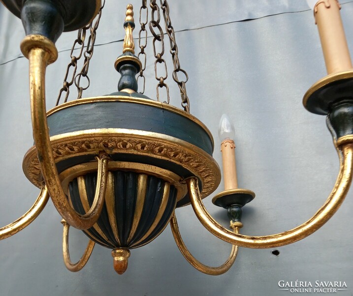 Carved wooden chandelier with 5 arms