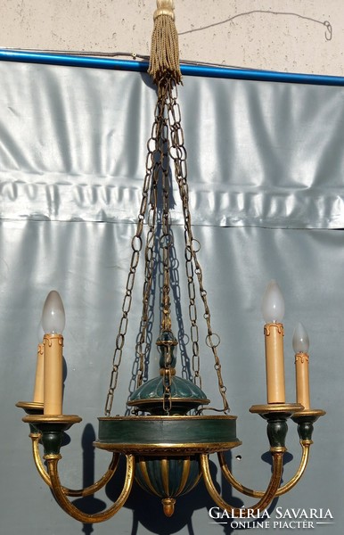 Carved wooden chandelier with 5 arms