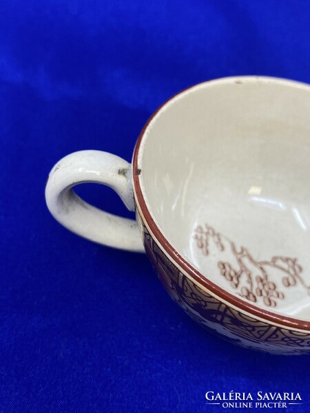 Antique opaque de sarreguemines faience, hard earthenware coffee cup with bottom - cz