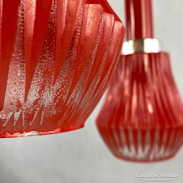 Retro piros üveg Elektrofém mennyezeti lámpa