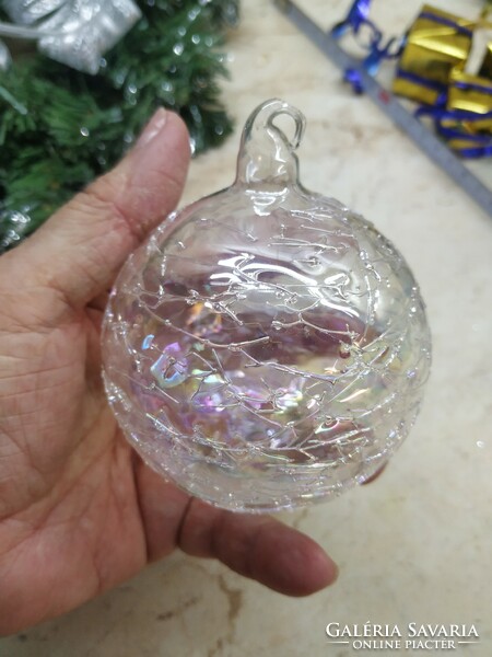 Retro karácsonfadísz eladó! Nagy, vastag üveg gömb, karácsonyfa dísz eladó!