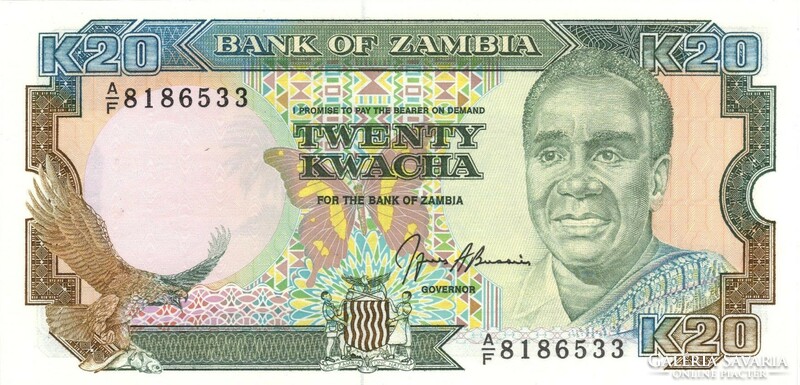 20 kwacha 1989-91 Zambia UNC