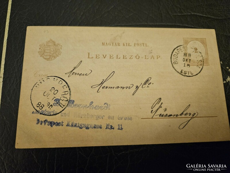 1888-as Budapest Főposta 2 kr levelezőlap