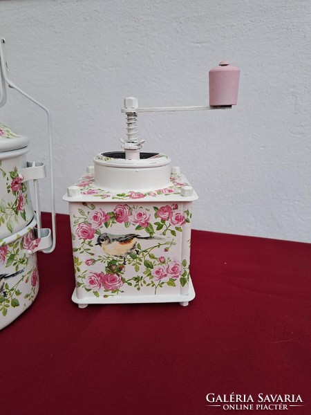 Beautiful Decoupage Rose Bird Coffee Grinder Soda Bottle Coffee Maker Food Barrel Kitchen Decoration