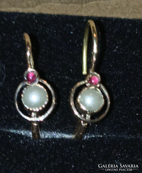 Pearl and ruby earrings 14k