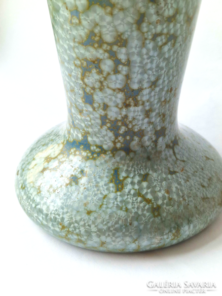 Eosin blue iridescent porcelain vase marked