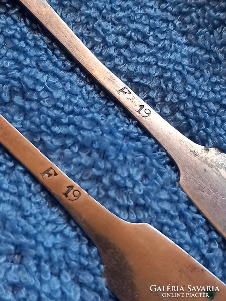 2 antique 12 latos silver 22 grams 19th Sz tea spoons