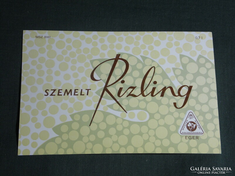 Wine label, Eger winery, wine farm, selected Riesling wine