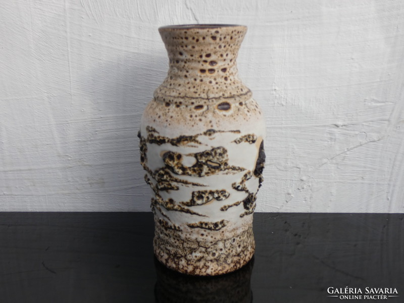 Bay ceramic beige / brown vase 630 20 fat lava glazed vase made in Germany