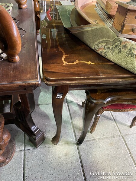 Inlaid large expandable neo-baroque dining table.