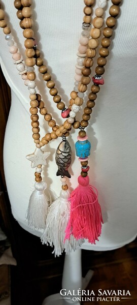 Handmade oriental necklace, Nepalese mala, prayer beads 3 (l4283)