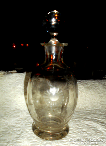 Antique polished glass bottle-original stopper