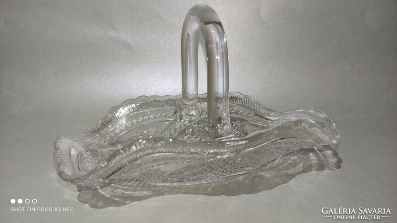 Buy it now at take away price!!! Antique cast glass basket offering with crown mark