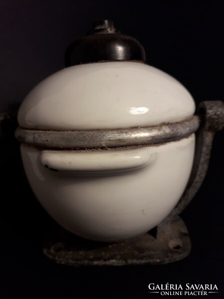 Antique porcelain metal soap dispenser, probably a pair of train soap dispensers from the past