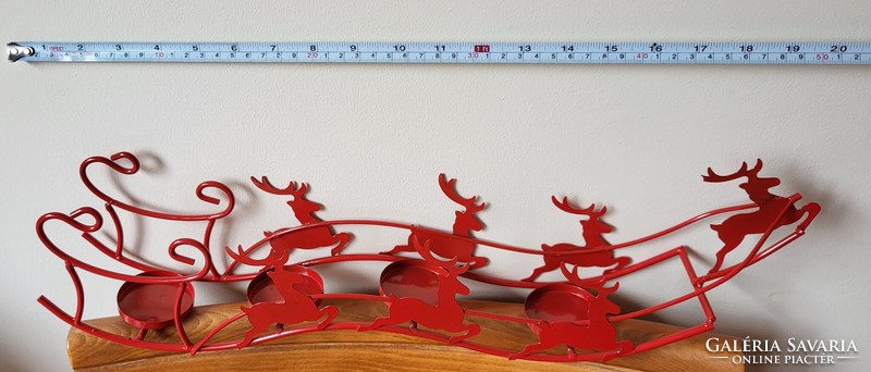 Fém adventi koszorú kellék gyertyatartó mécsestartó karácsonyi dekoráció kellék szarvas rénszán
