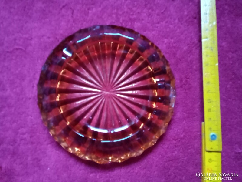 Antique crystal colored glass, amber ashtray, ashtray
