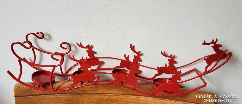 Fém adventi koszorú kellék gyertyatartó mécsestartó karácsonyi dekoráció kellék szarvas rénszán