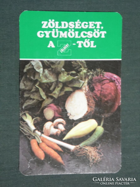 Kártyanaptár, Zöldért zöldség gyümölcs vállalat, 1982 ,   (2)