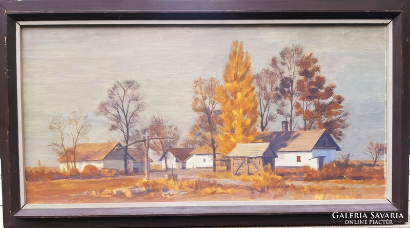 Péter Erdős (1938-) poplar farmhouse, gallery painting