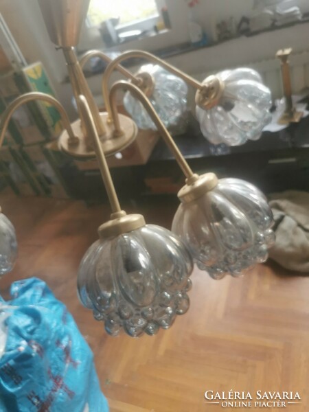 Szarvasi 5-branch chandelier. With a pale blue veil