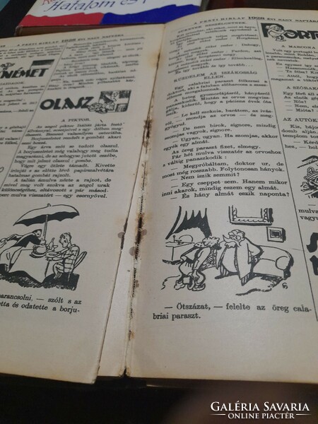 The Pest newspaper is bound to the big calendar of 1928