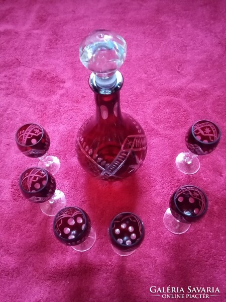Polished glass crystal liqueur set for Christmas, New Year's, New Year's and festive occasions