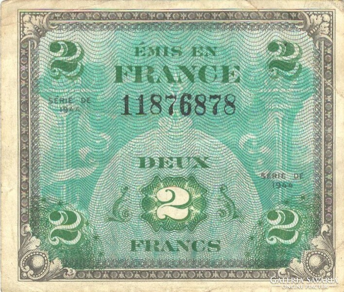 2 French francs 1944 France military military 4.