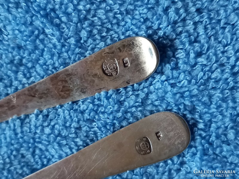 2 pieces of antique Klagenfurt 13 lato silver 34.2 grams 19. Sz tea spoon with master mark rare!!!